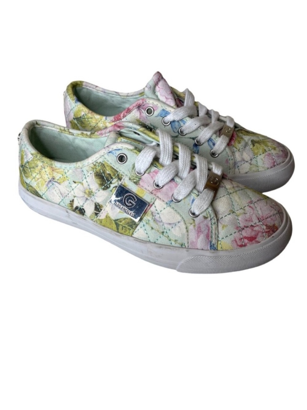 Guess GGBacker Quilted Floral Sneakers Women’s Size 6.5